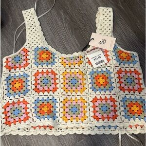 crochet knit crop tank
